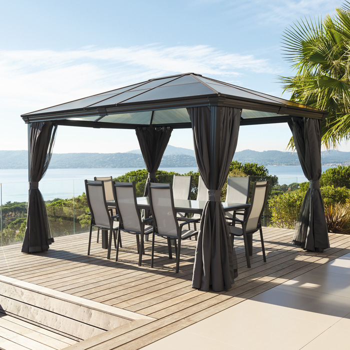 P&eacute;rgola BELIZE cinza graphite 3x3,6m