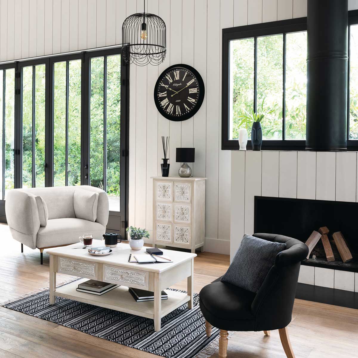 Candeeiro de mesa preto GOTA martelado em cerâmica