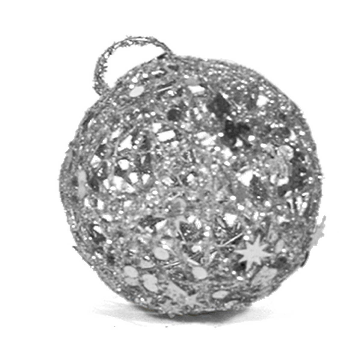 Bola de natal prateada em metal 10cm