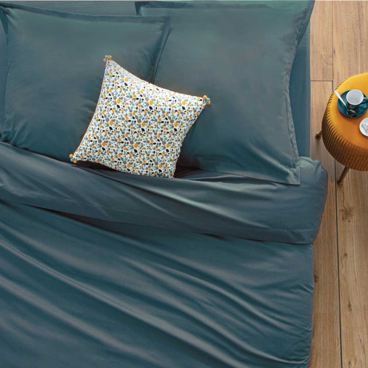 Capa azul acinzentado para almofada 63x63cm