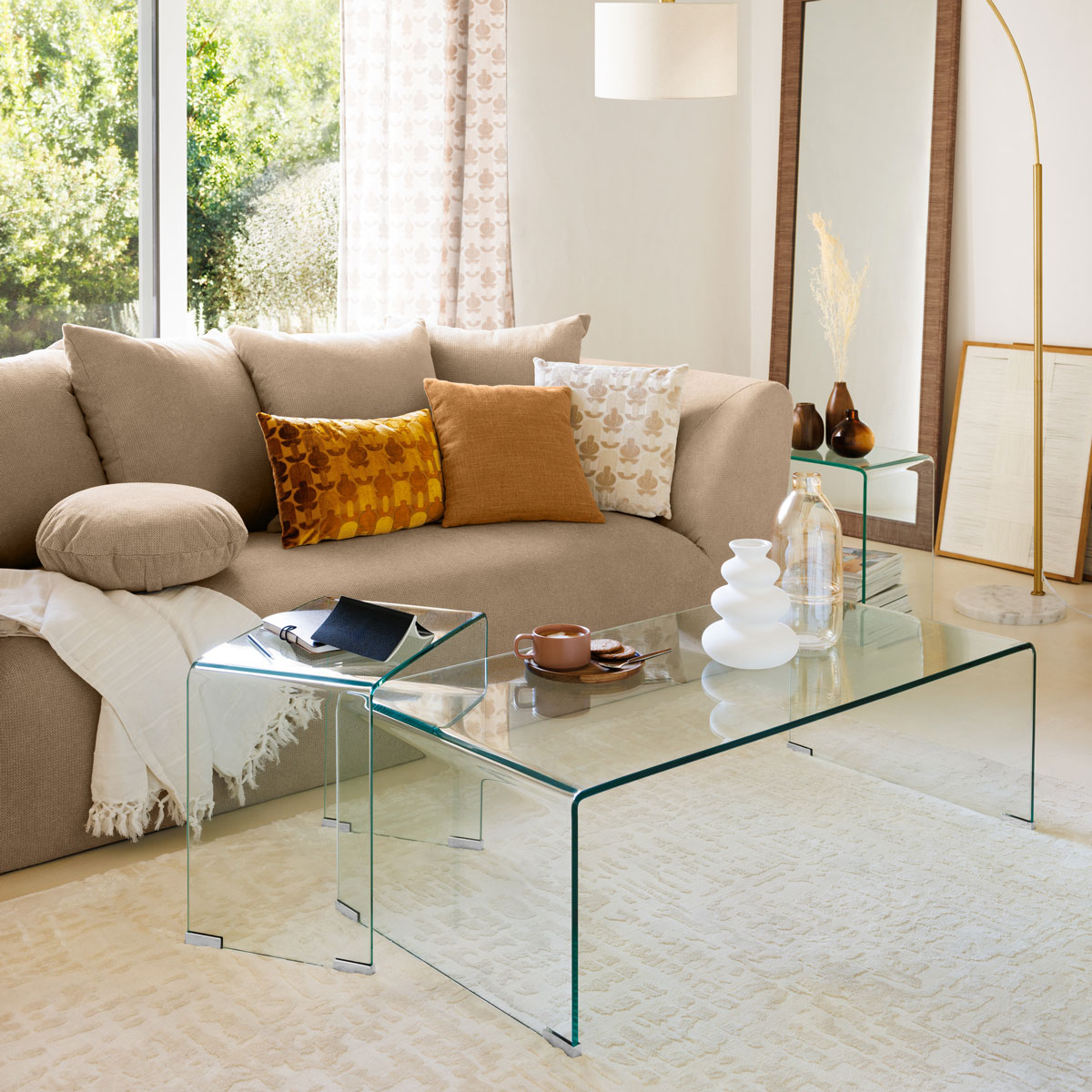 Conjunto de 2 mesas de apoio transparentes 51x30x47cm