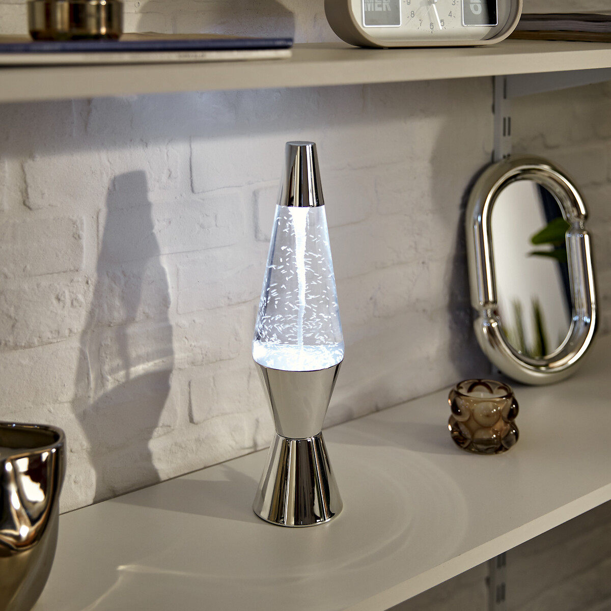 Candeeiro de mesa LAVA prateado 36,5cm