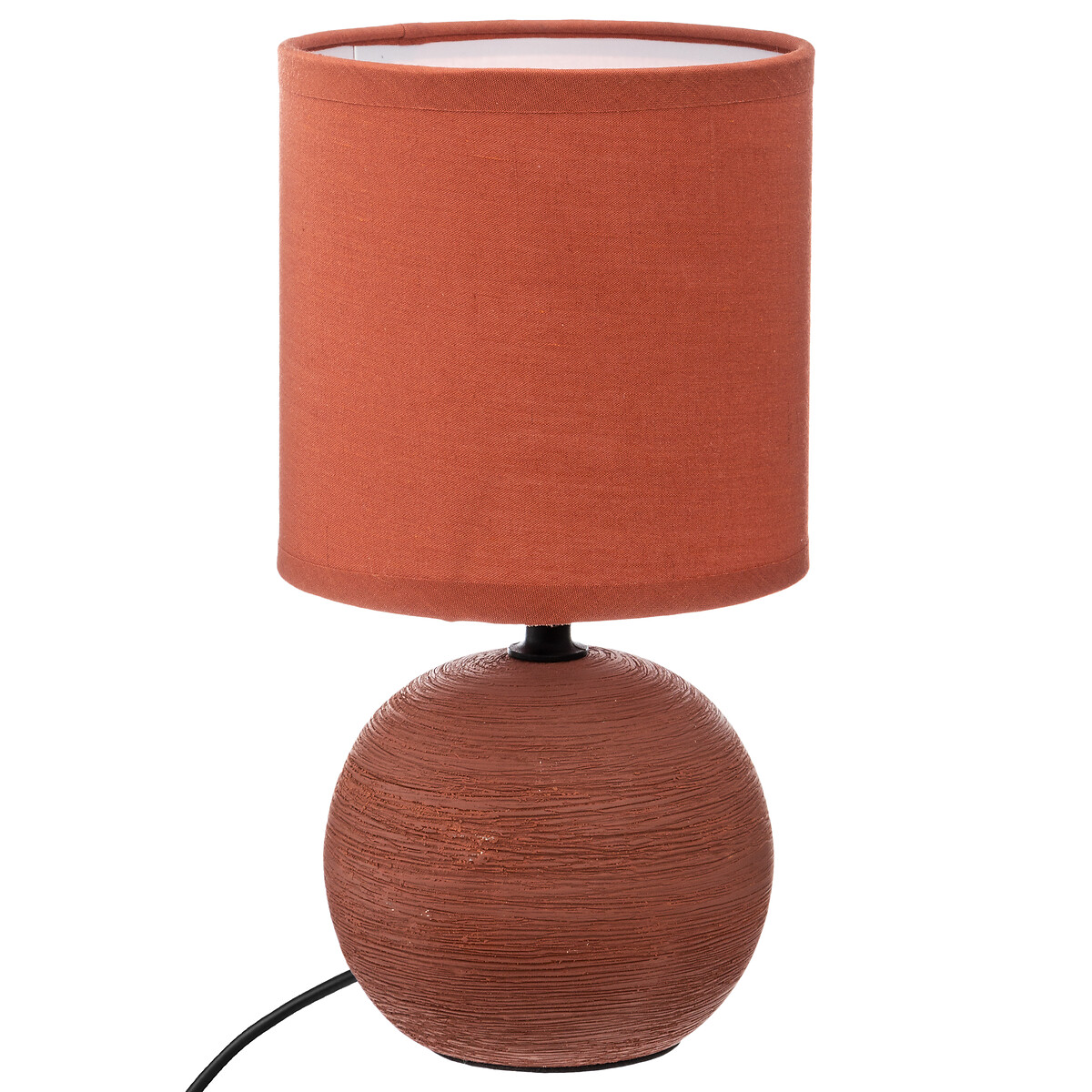 Candeeiro de mesa TIMEO terracota em cer&acirc;mica com nervuras