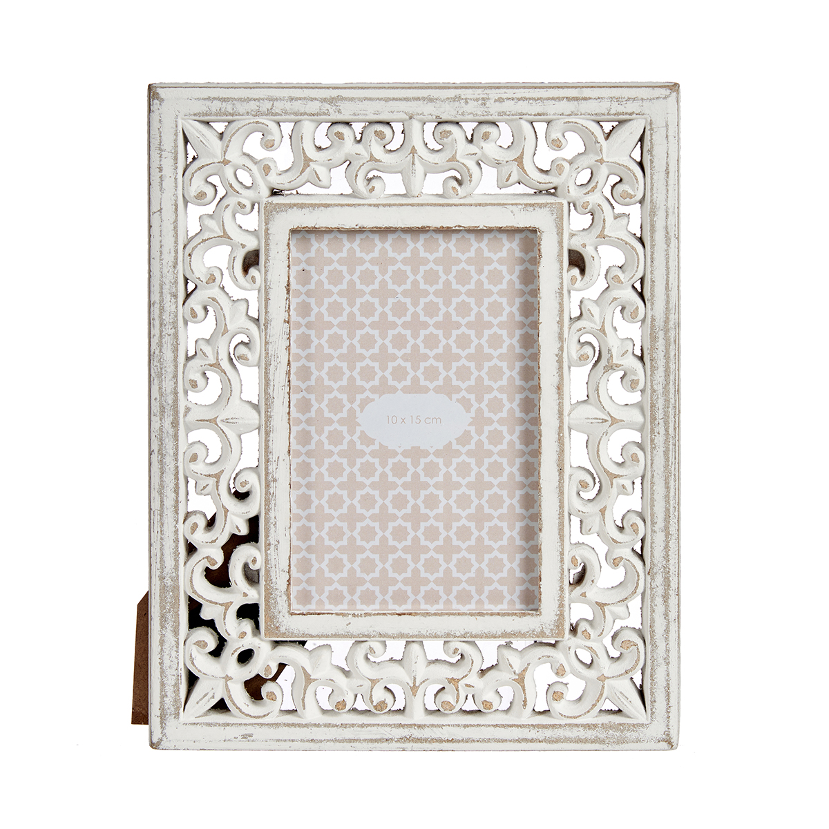 Moldura Trabalhada Branca Em Madeira 10x15cm