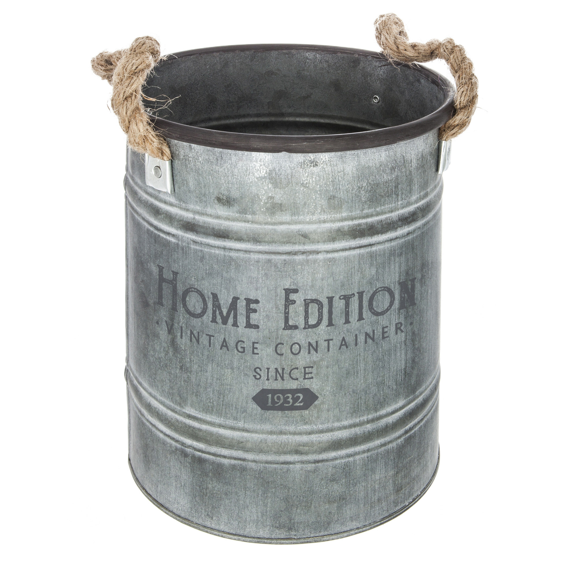 Vaseira redonda HOME EDITION cinza em zinco 24,3cm