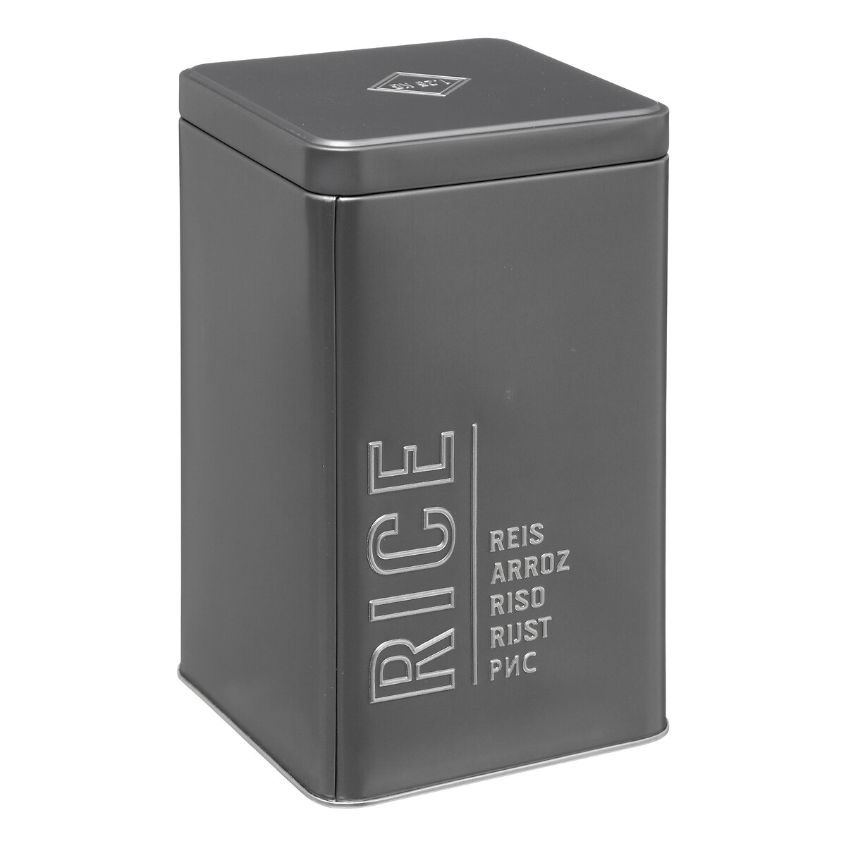 Lata para arroz cinza em metal 1,25kg