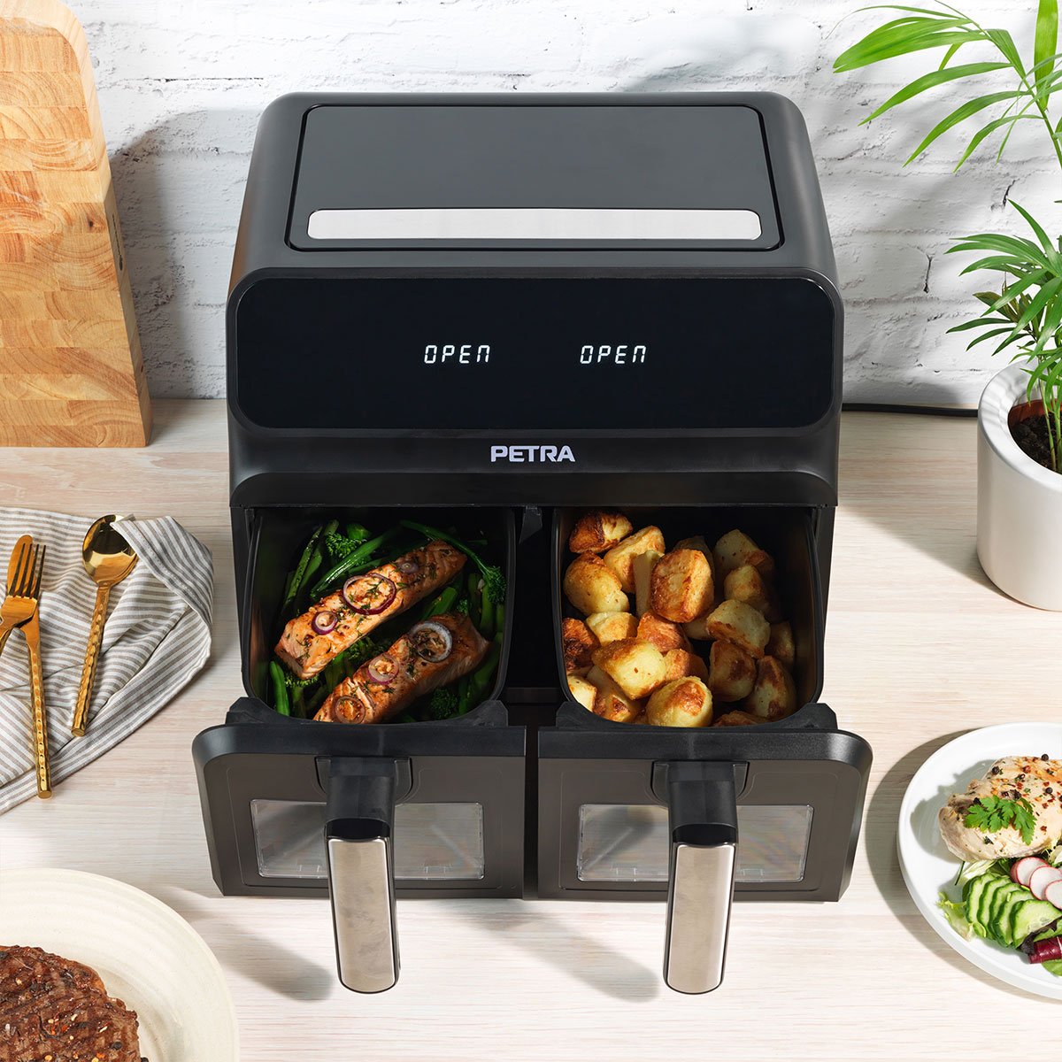 Fritadeira air fryer Petra preta com janela de vidro 7,6l