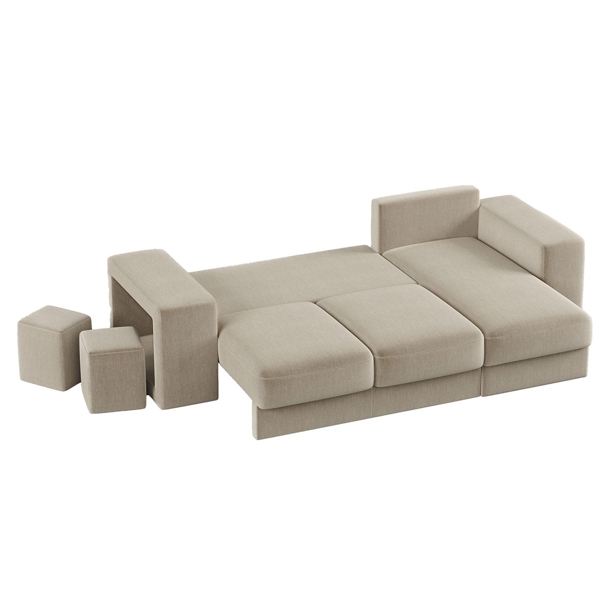 Sof&aacute; cama com chaise longue revers&iacute;vel TRENTO bege