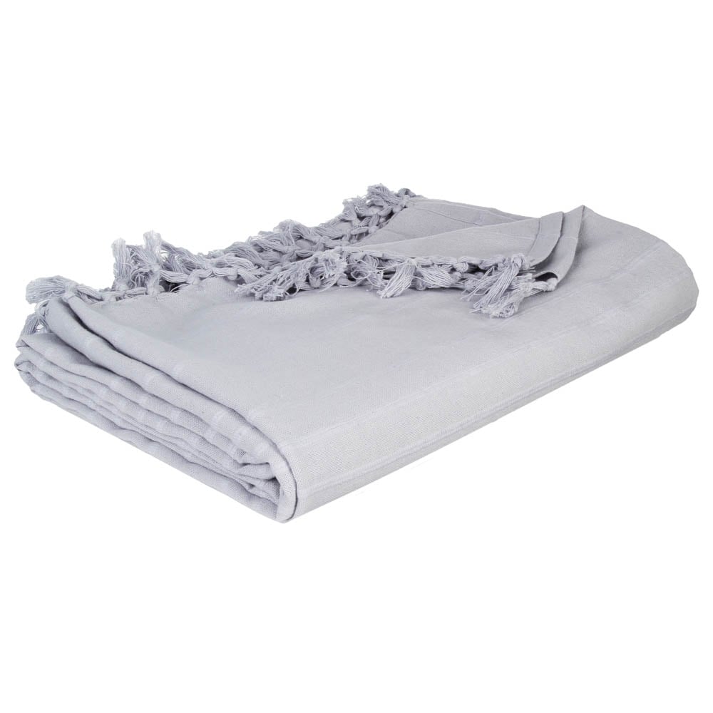 Manta com franjas cinza claro 160x220cm,  Manta com franjas cinza claro 160x220cm