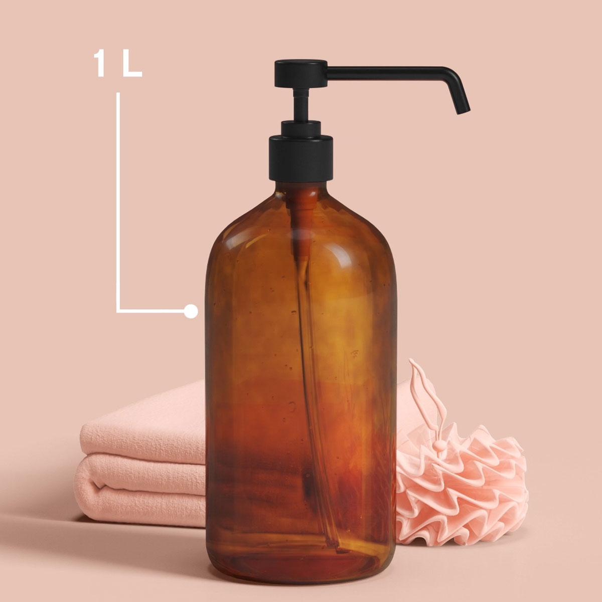 Doseador para sabonete l&iacute;quido de vidro 1l