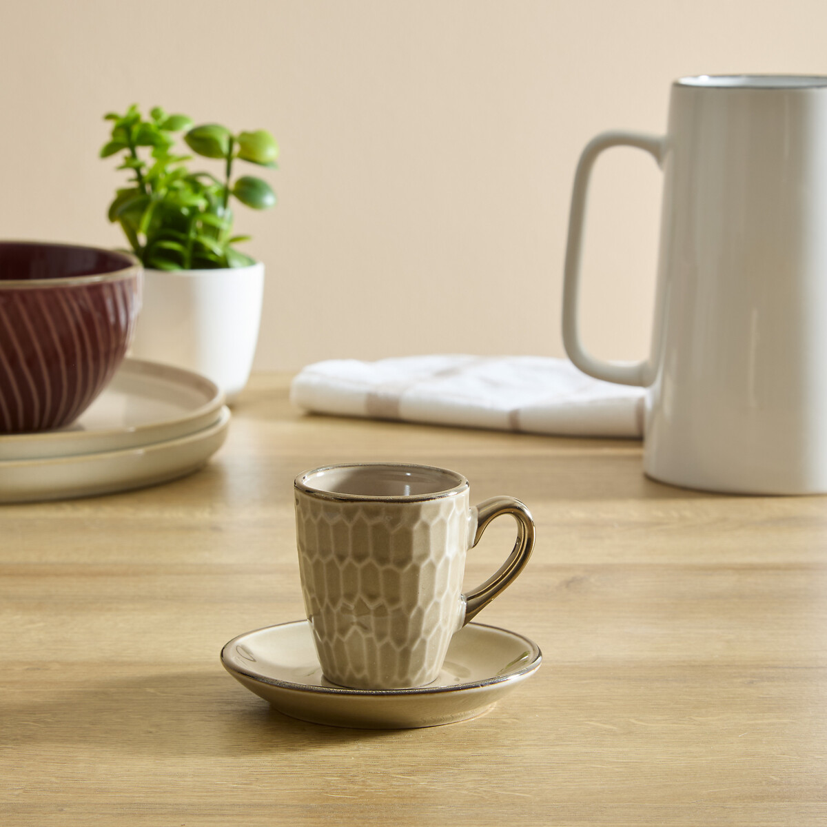 Conjunto de 2 ch&aacute;venas de caf&eacute; ELLA bege 9cl