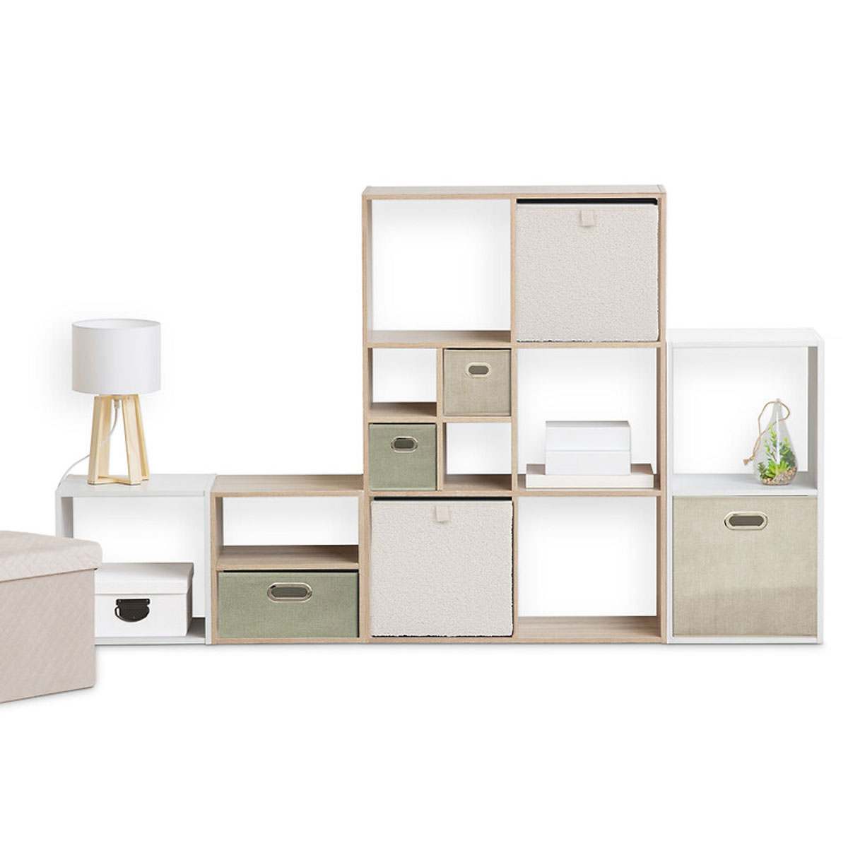 Caixa de arruma&ccedil;&atilde;o branco em boucl&eacute; 31x31cm