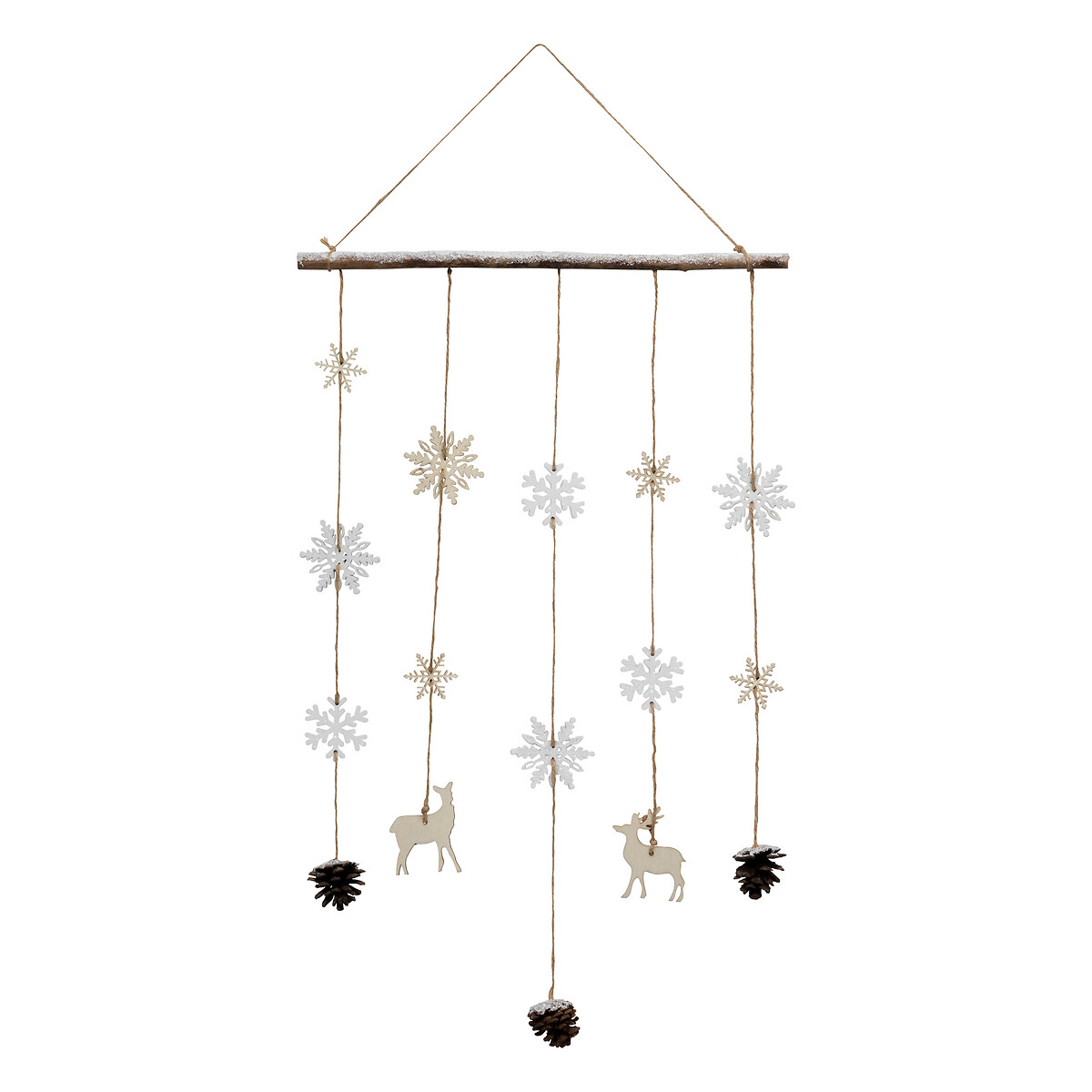 Pendurante com renas, flocos e pinhas 70cm,  Pendurante com renas, flocos e pinhas 70cm