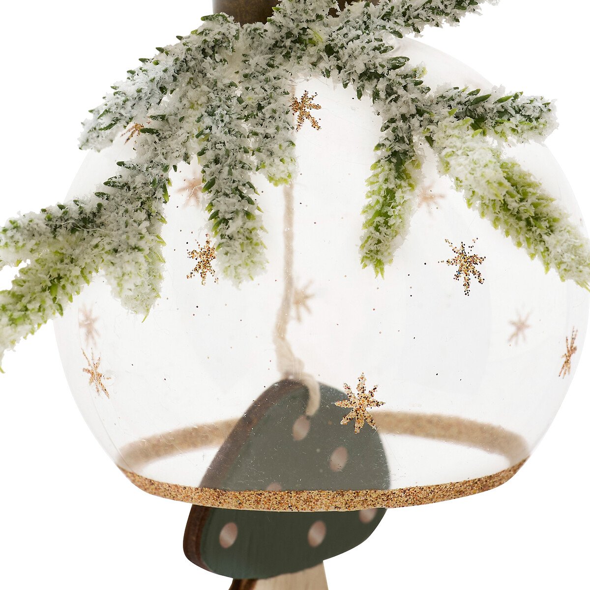 Bola de natal com ramos e cogumelo 8cm,  Bola de natal com ramos e cogumelo 8cm