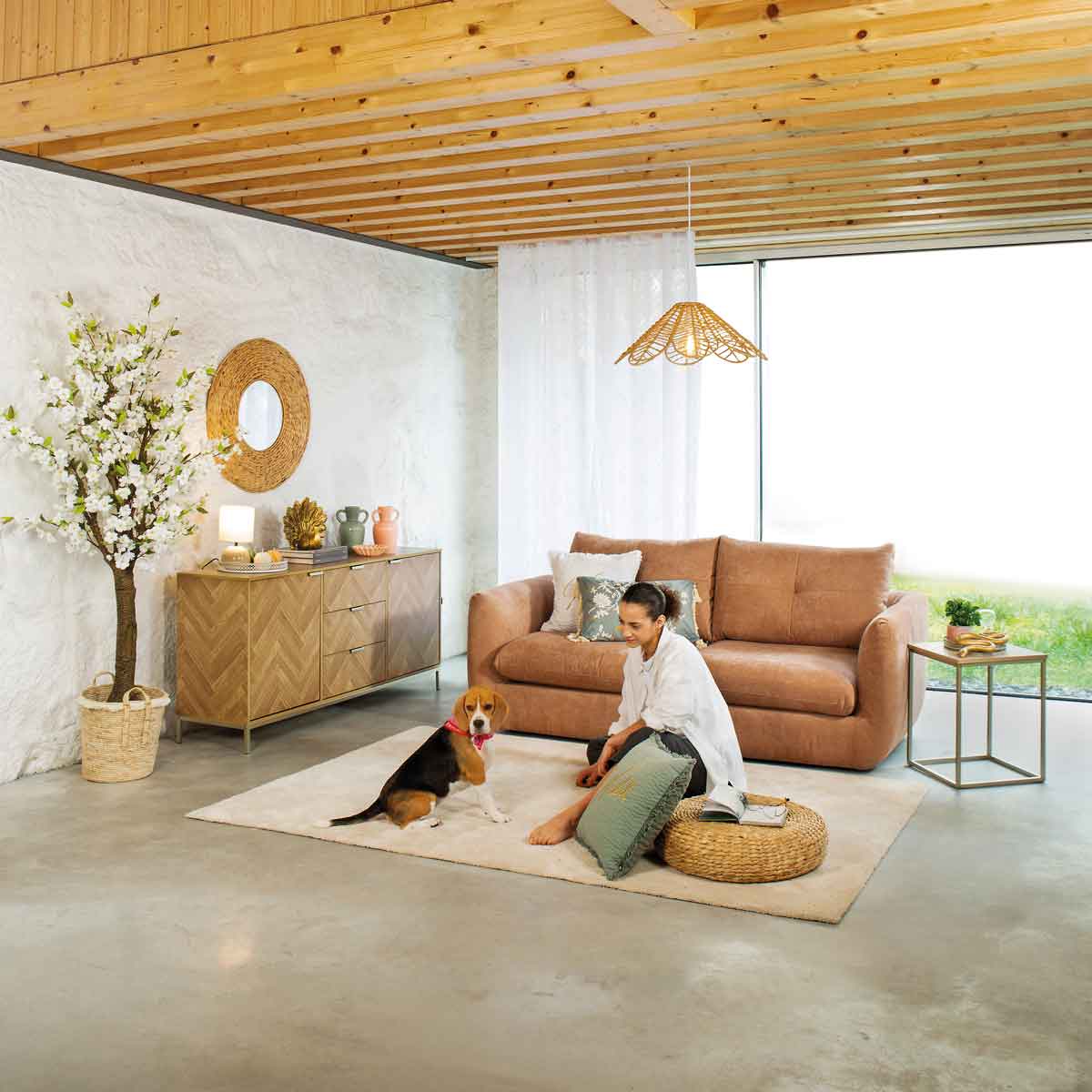 Mesa de apoio CHEVRON bege em mdf,  Mesa de apoio CHEVRON bege em mdf