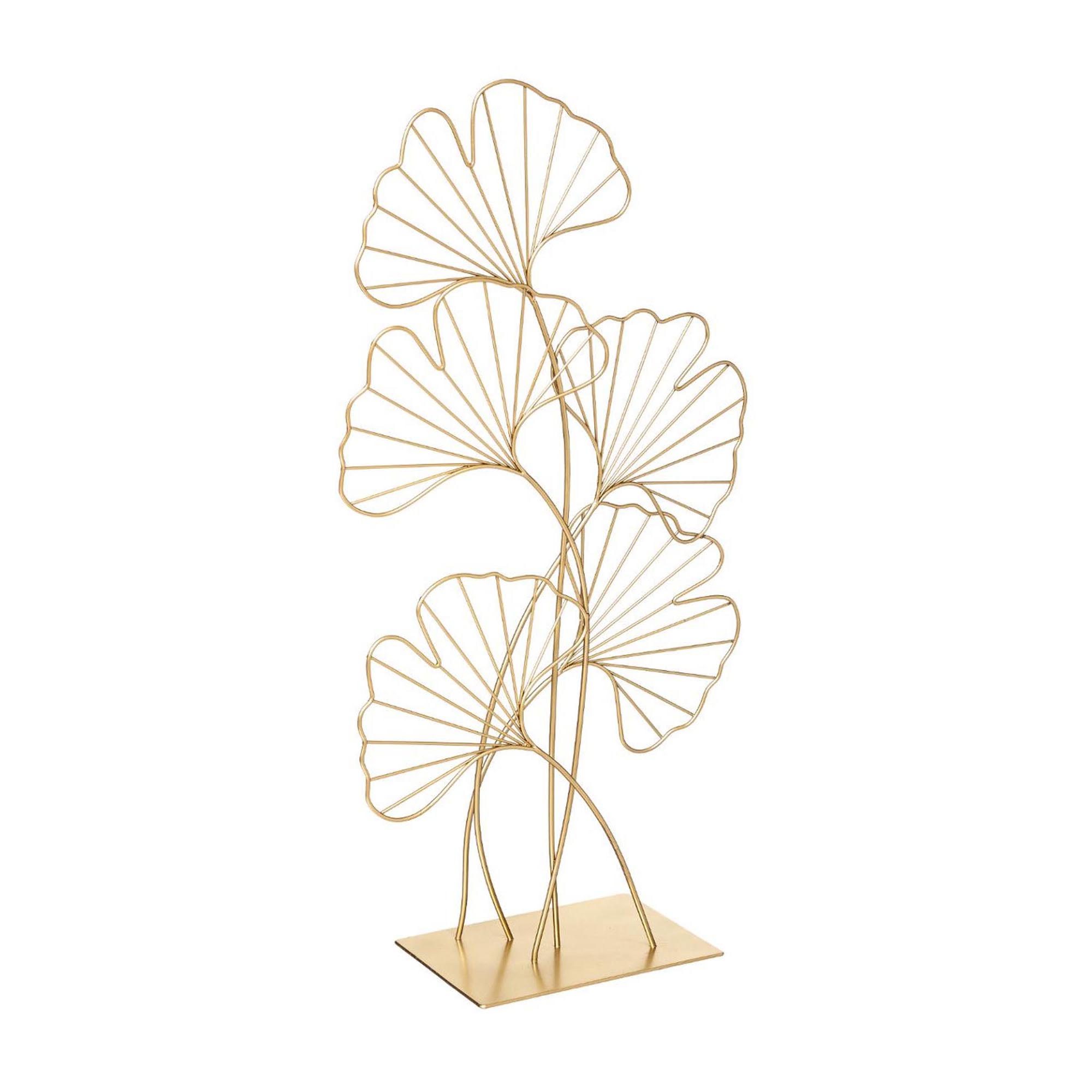 Est&aacute;tua decorativa folha GINKO dourada