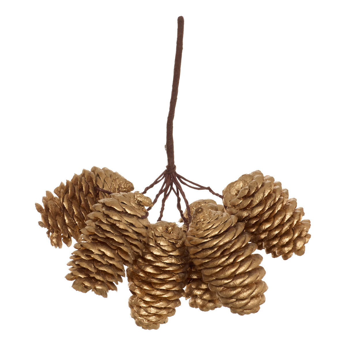 Haste pinhas castanho e dourado 16cm