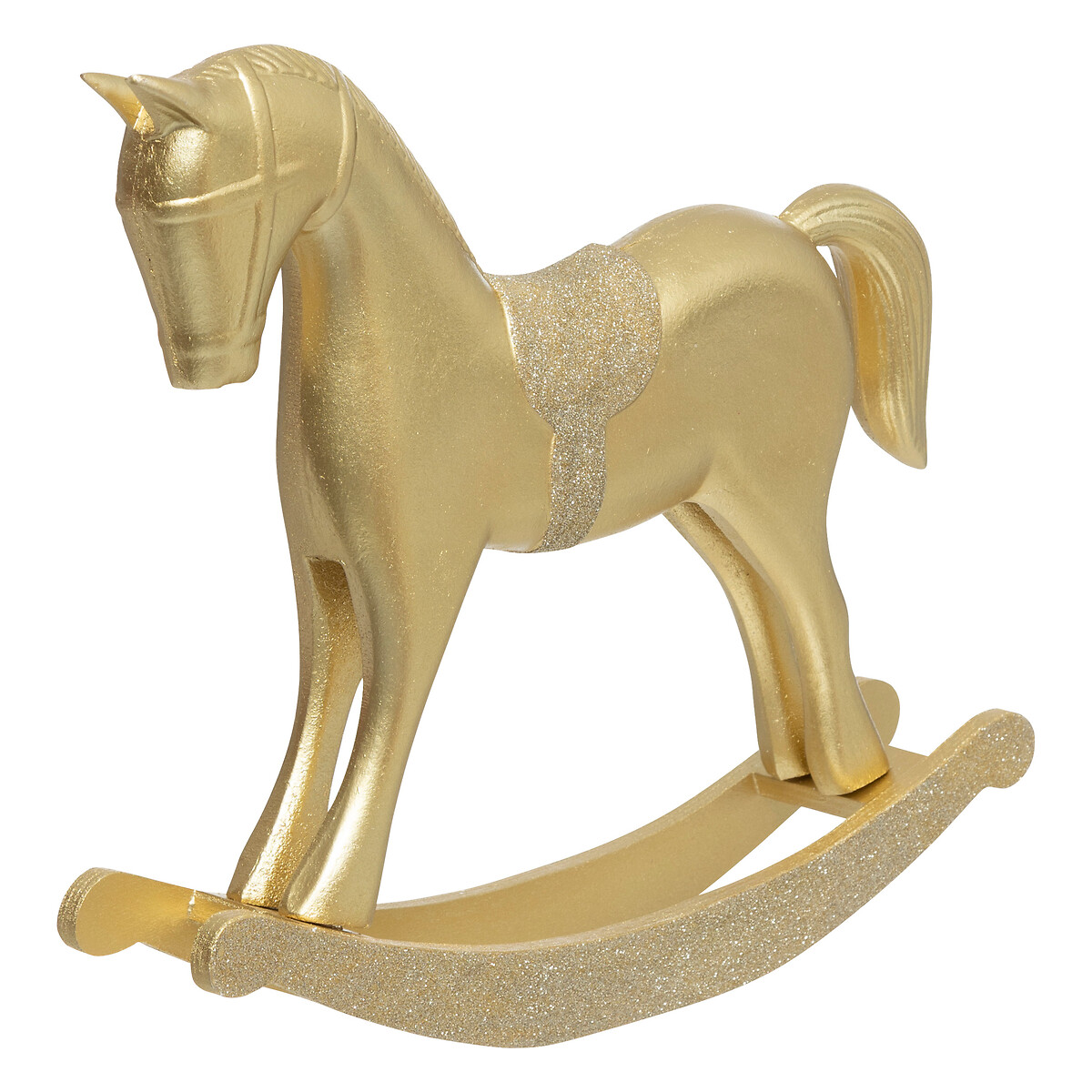 Cavalo decorativo em madeira dourado