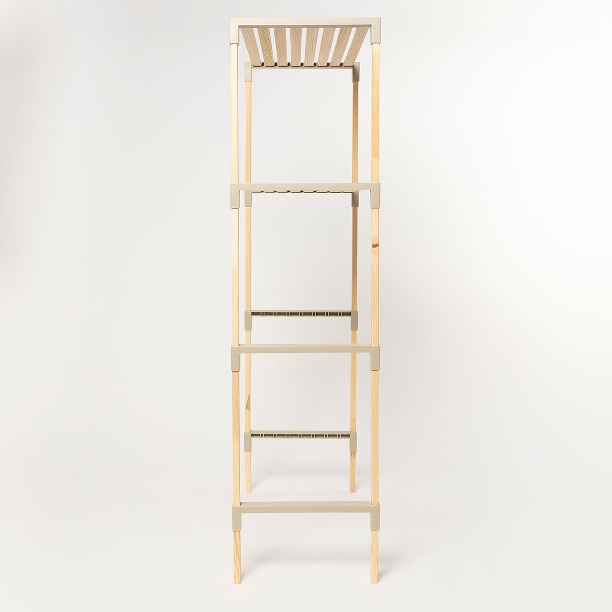 Estante para máquina de lavar bege em madeira