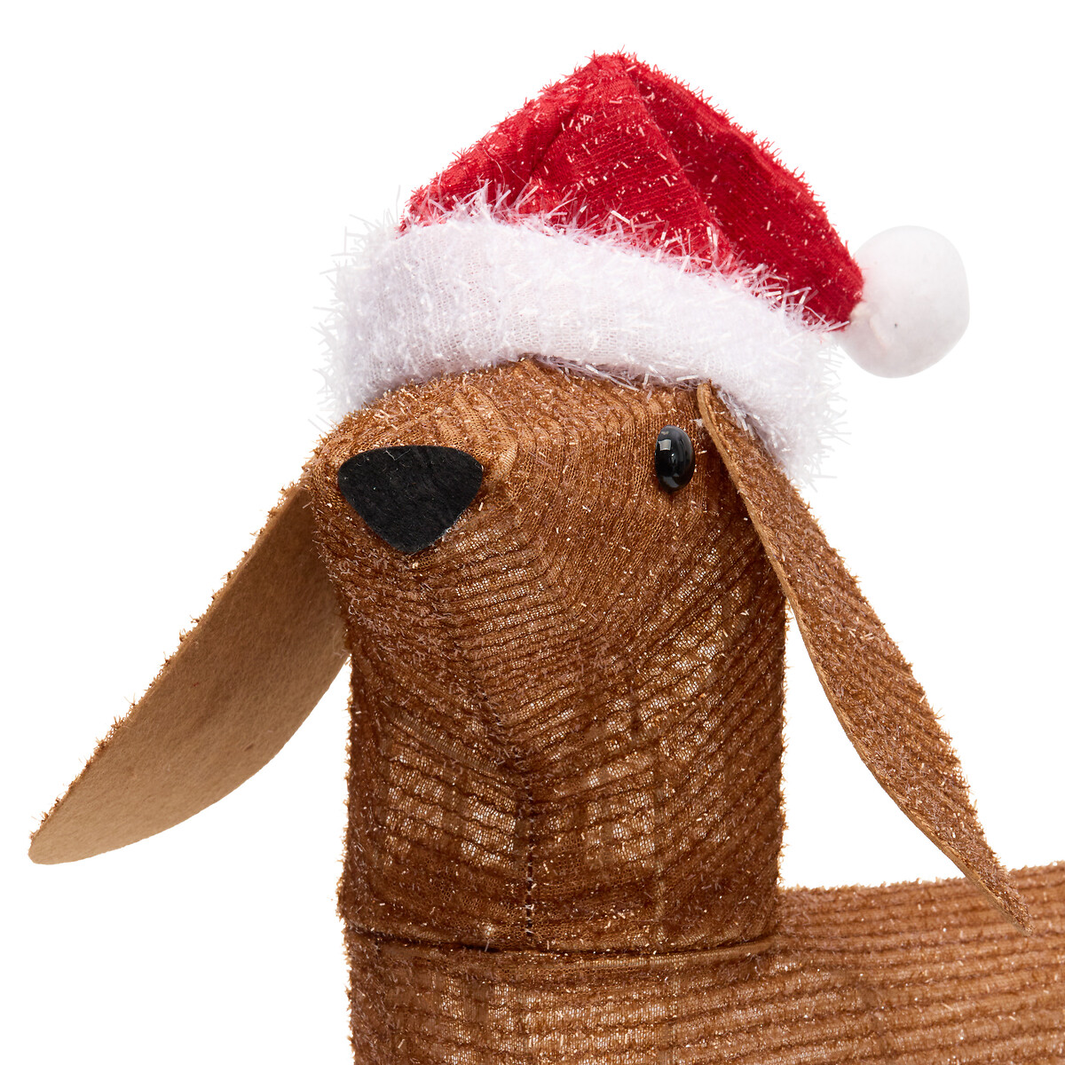 Figura c&atilde;o luminoso com gorro natalicio com 40 leds