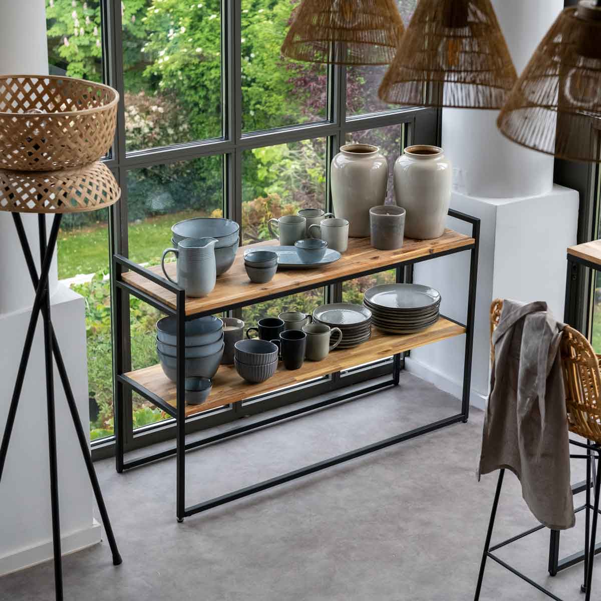 Consola com 2 prateleiras EDENA castanha