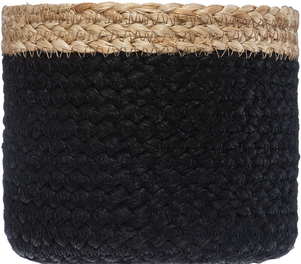 Cesto de juta 12x16cm preto e bege