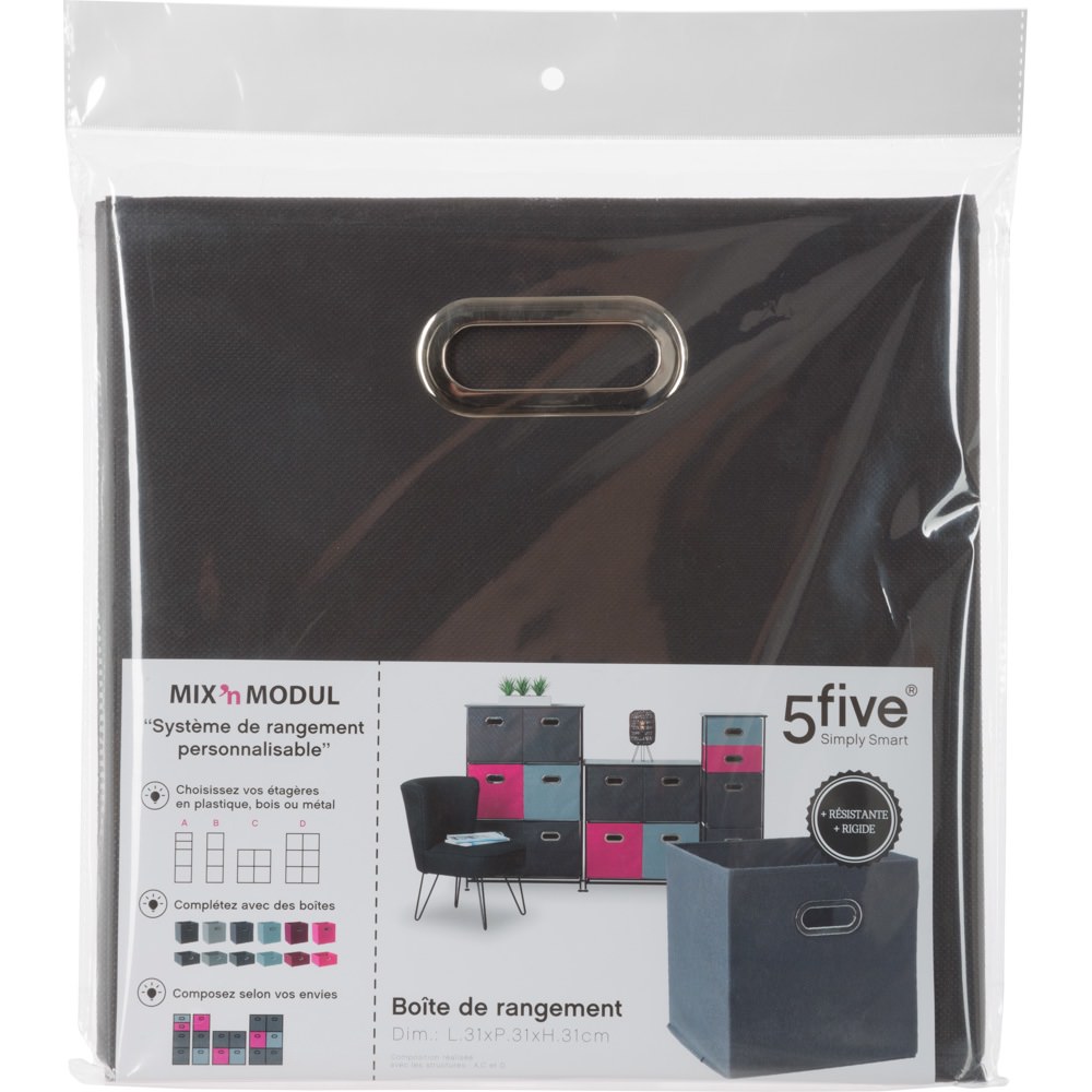 Caixa para arruma&ccedil;&atilde;o cinza com pega