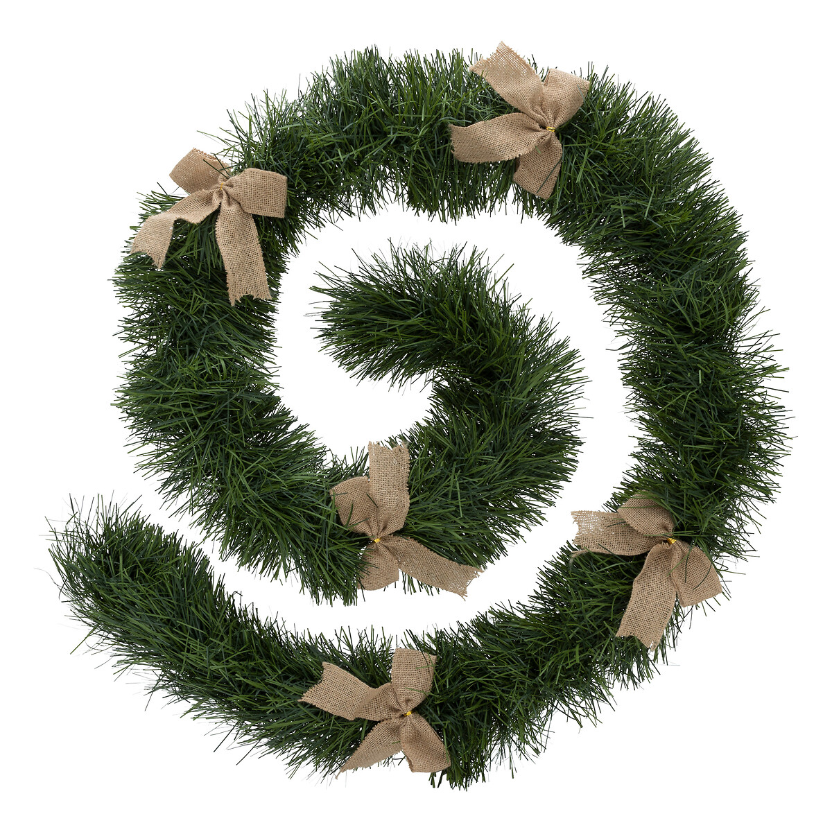 Grinalda verde com laços em juta 270cm