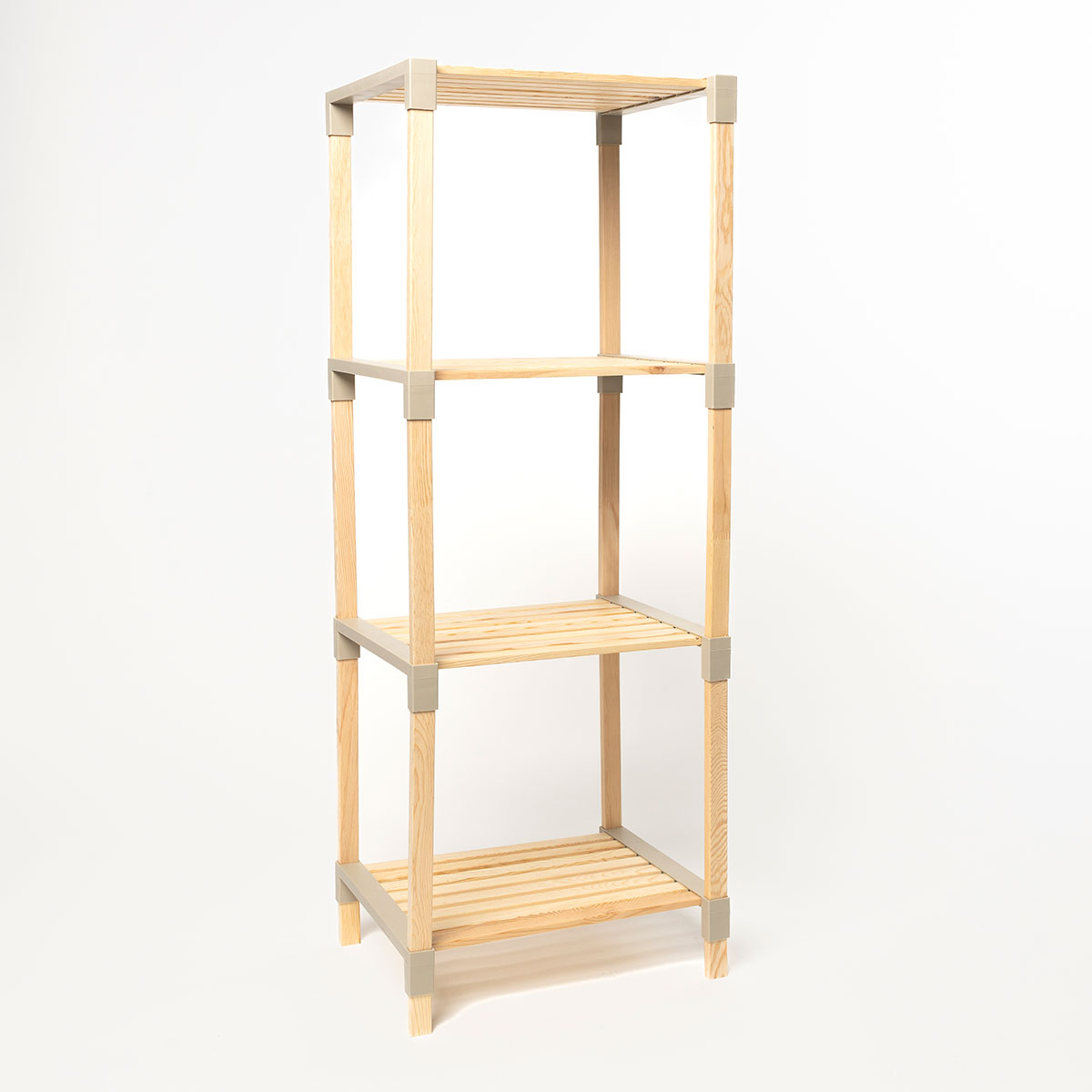 Estante multifuncional bege em madeira