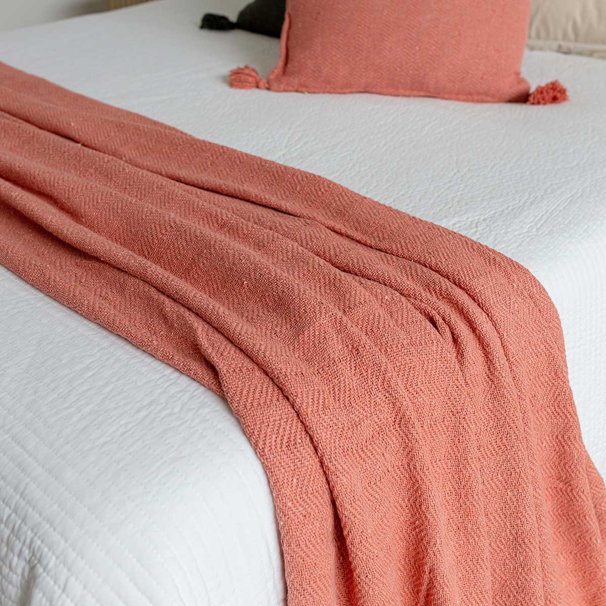 Manta CAPRI rosa com franja 180x220cm