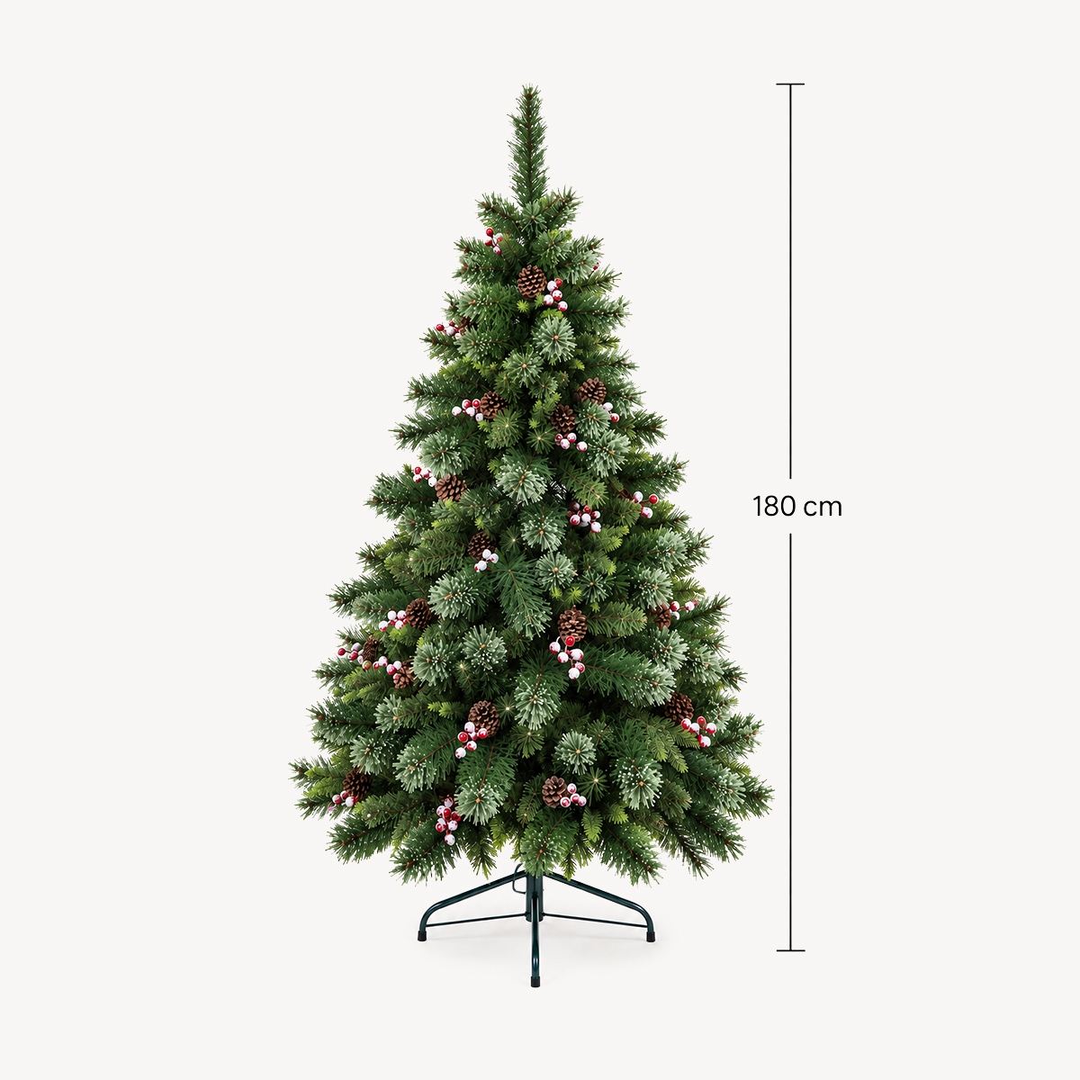 &Aacute;rvore de natal WYOMING verde com pinhas e azevinhos 180cm