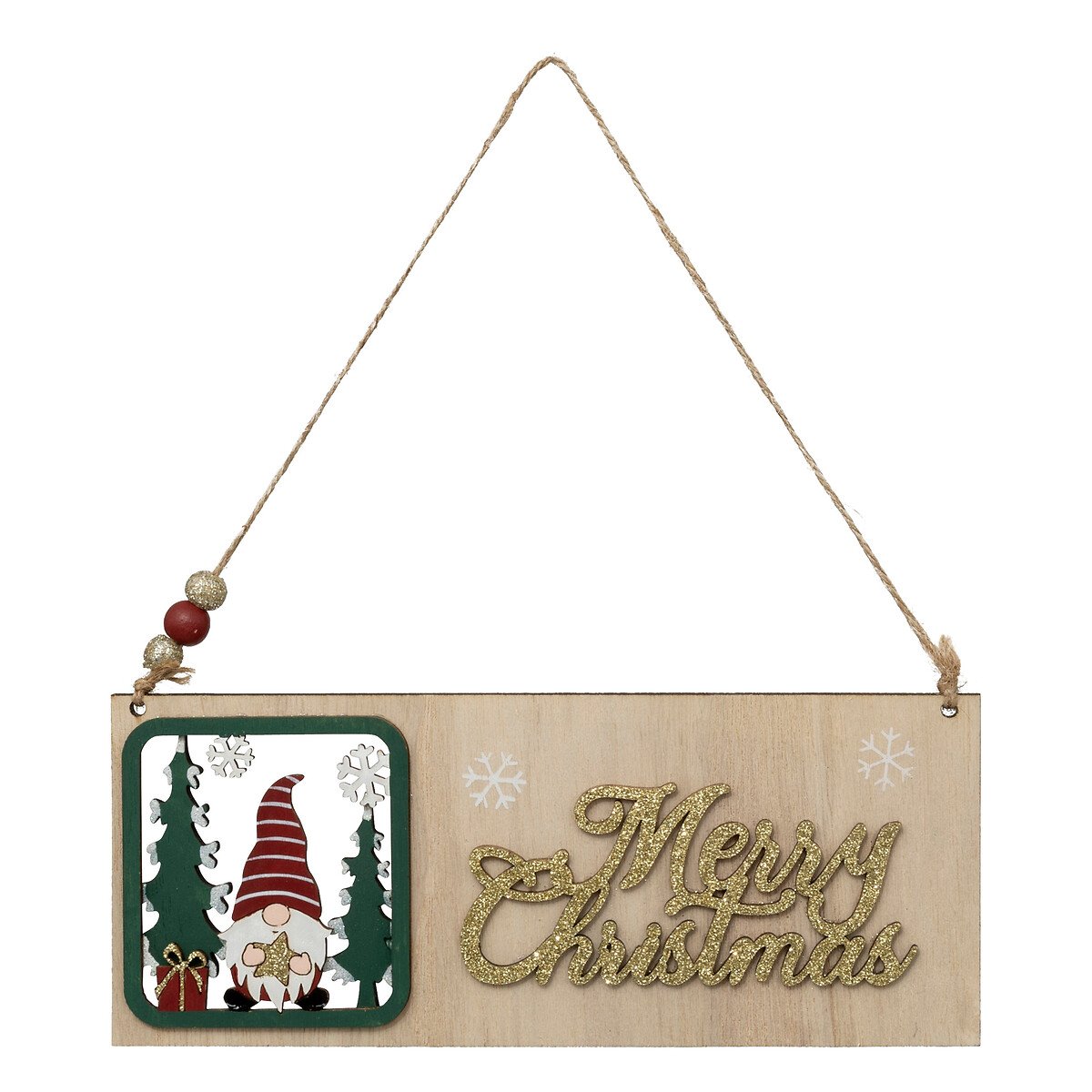 Pendurante placa merry christmas com gnomo 22cm,  Pendurante placa merry christmas com gnomo 22cm