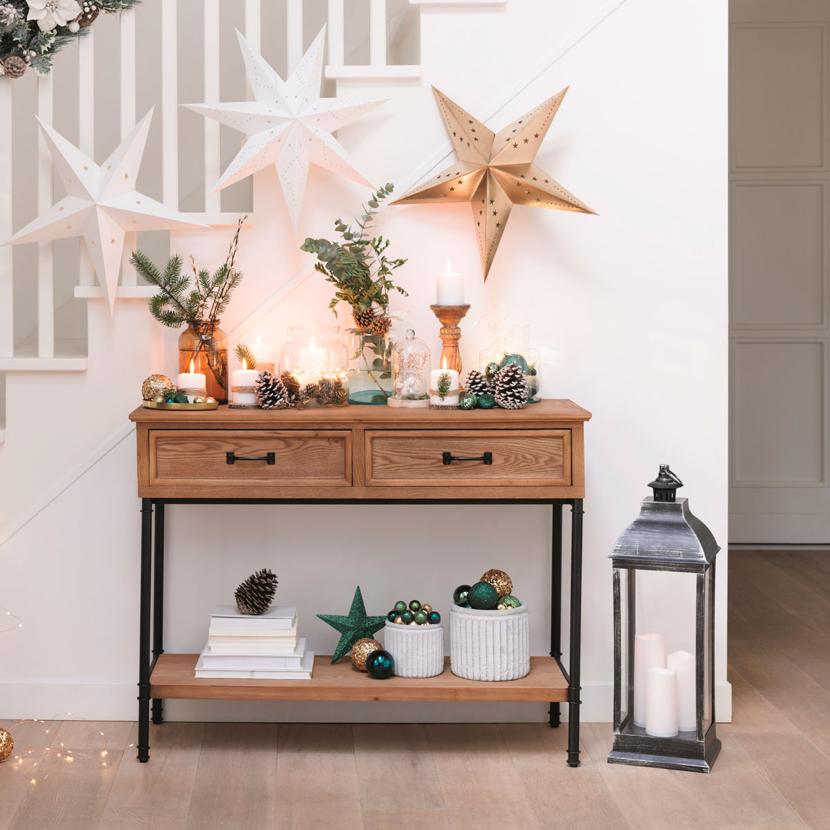 Lanterna Antique Preta Em Metal Com 3 Velas LED