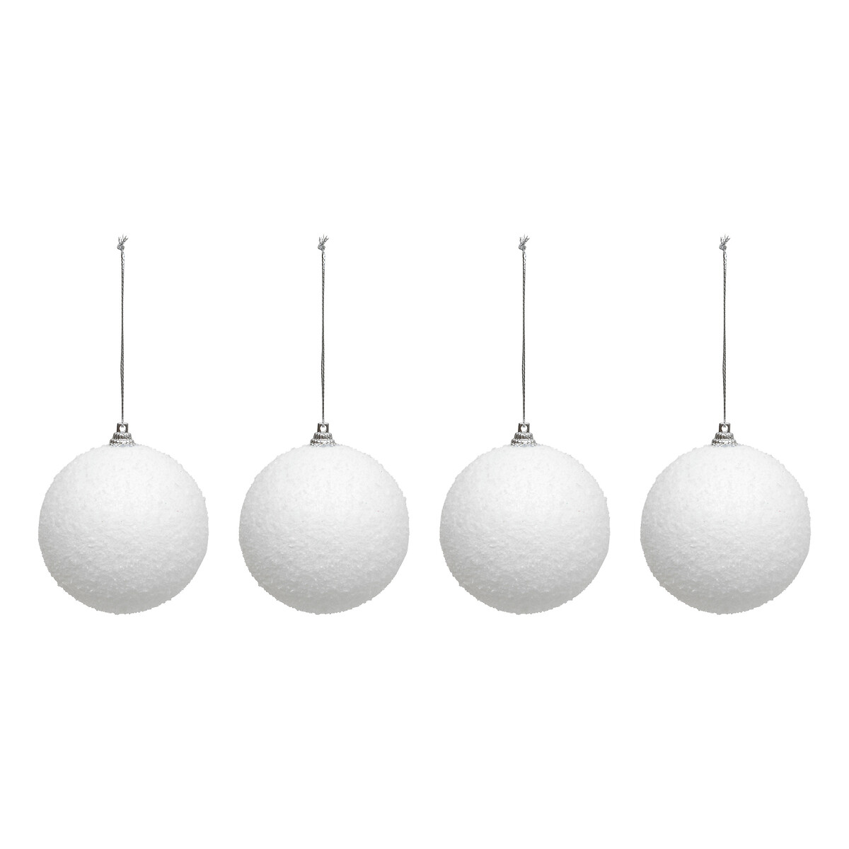 Conjunto de 4 bolas efeito neve branco 8cm