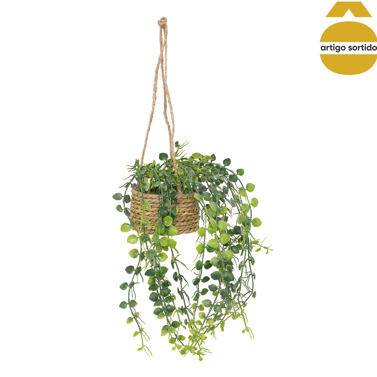 Vaso suspenso com planta artificial 50cm