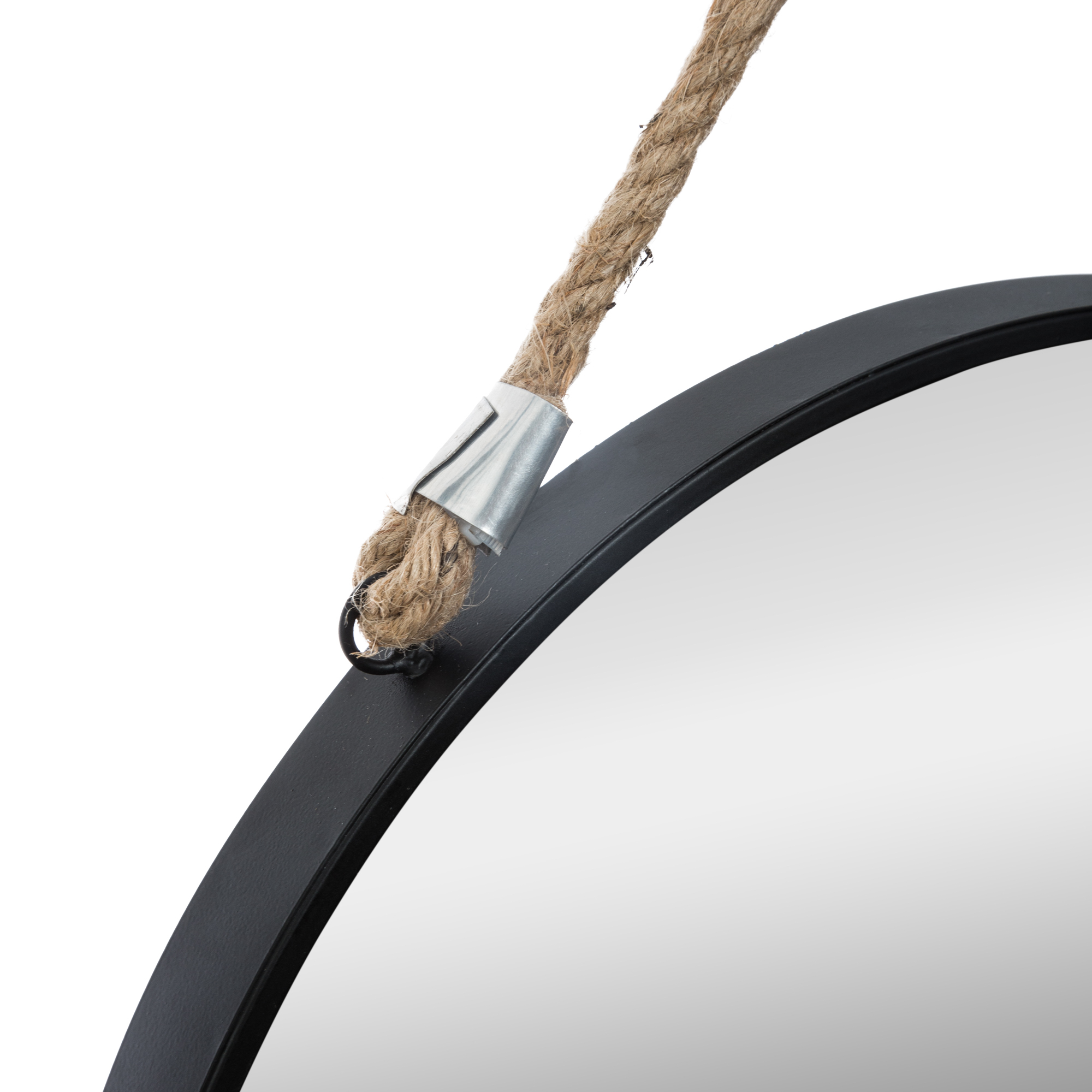 Espelho de parede ETNIC redondo preto com corda 55cm