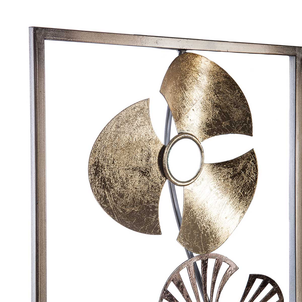 Quadro decorativo dourado flor em metal