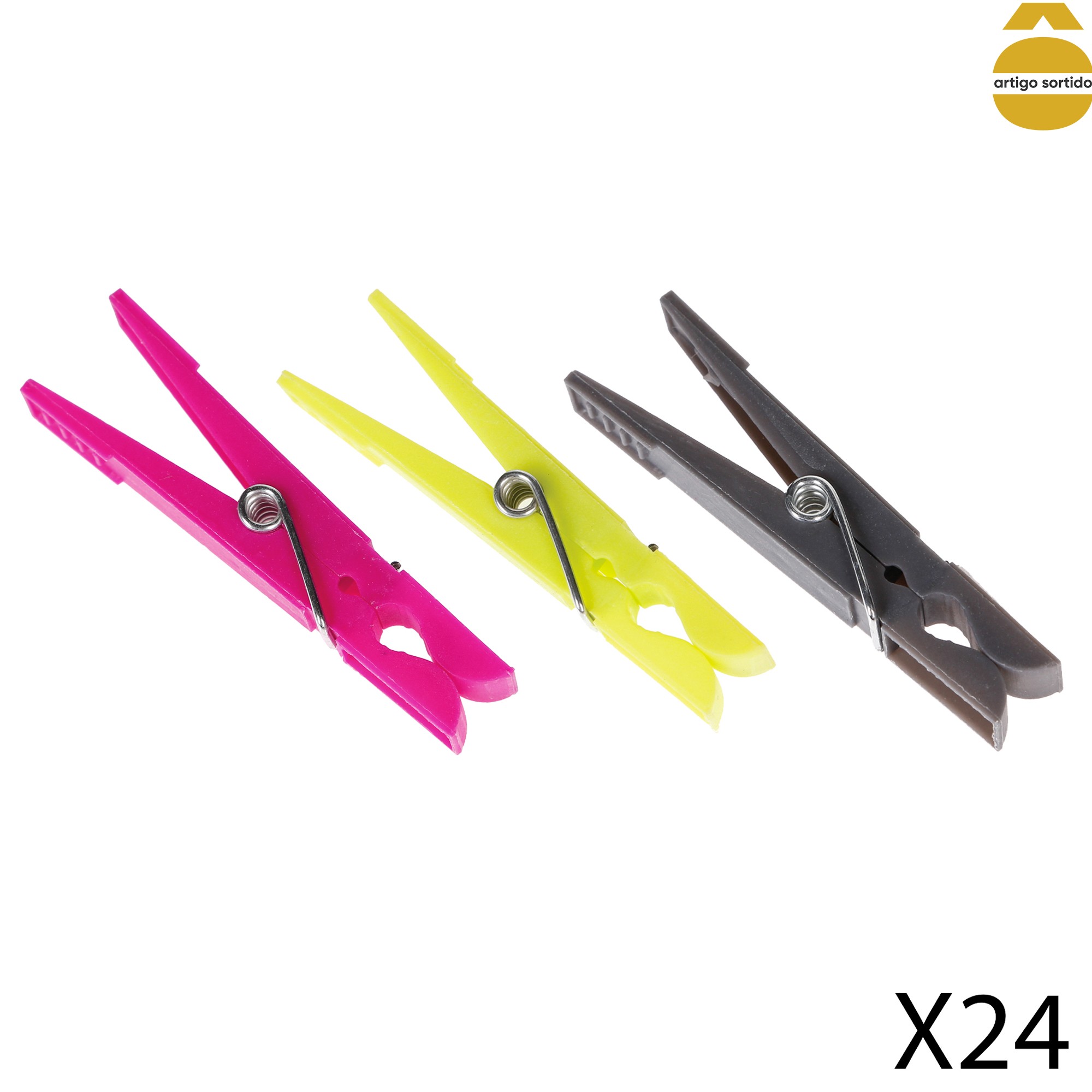 Conjunto de 24 molas em plástico coloridas