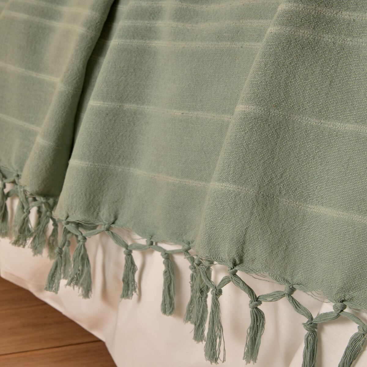 Manta ANJALI verde em algod&atilde;o