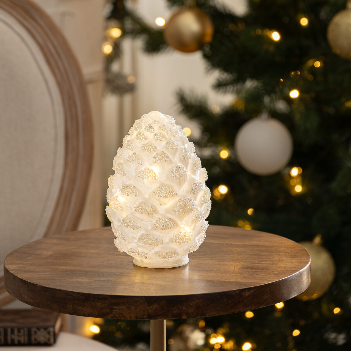 Candeeiro de mesa pinha branco