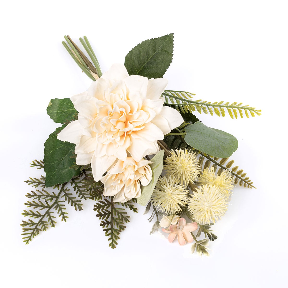Bouquet artificial de d&aacute;lia com cardos bege 30cm