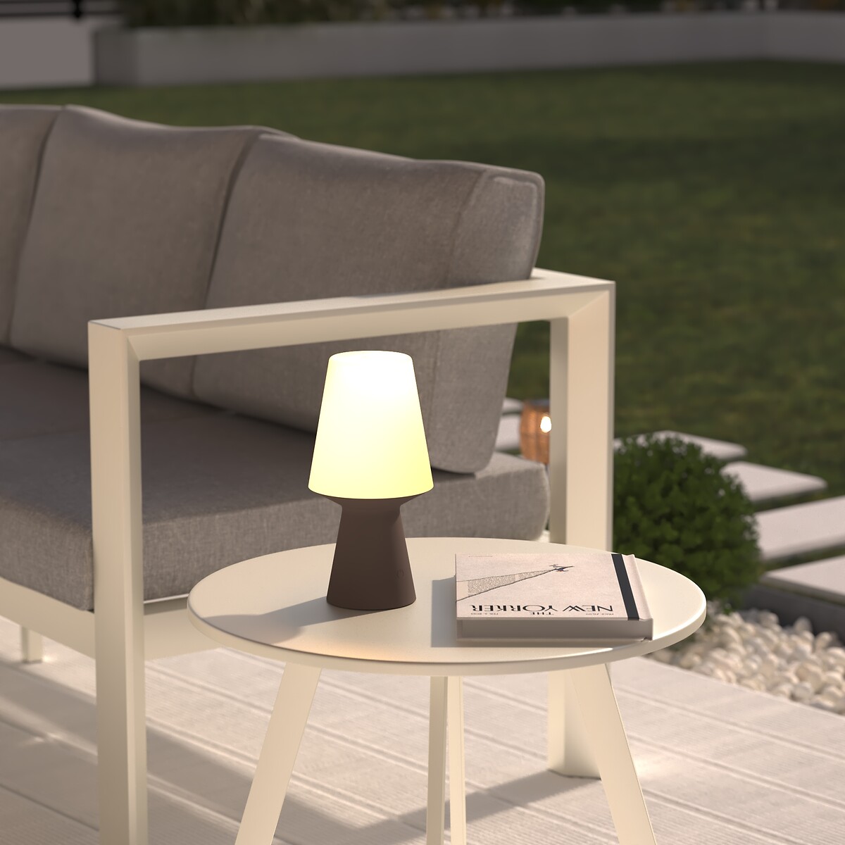 Candeeiro de mesa exterior branco led WIZA 23cm