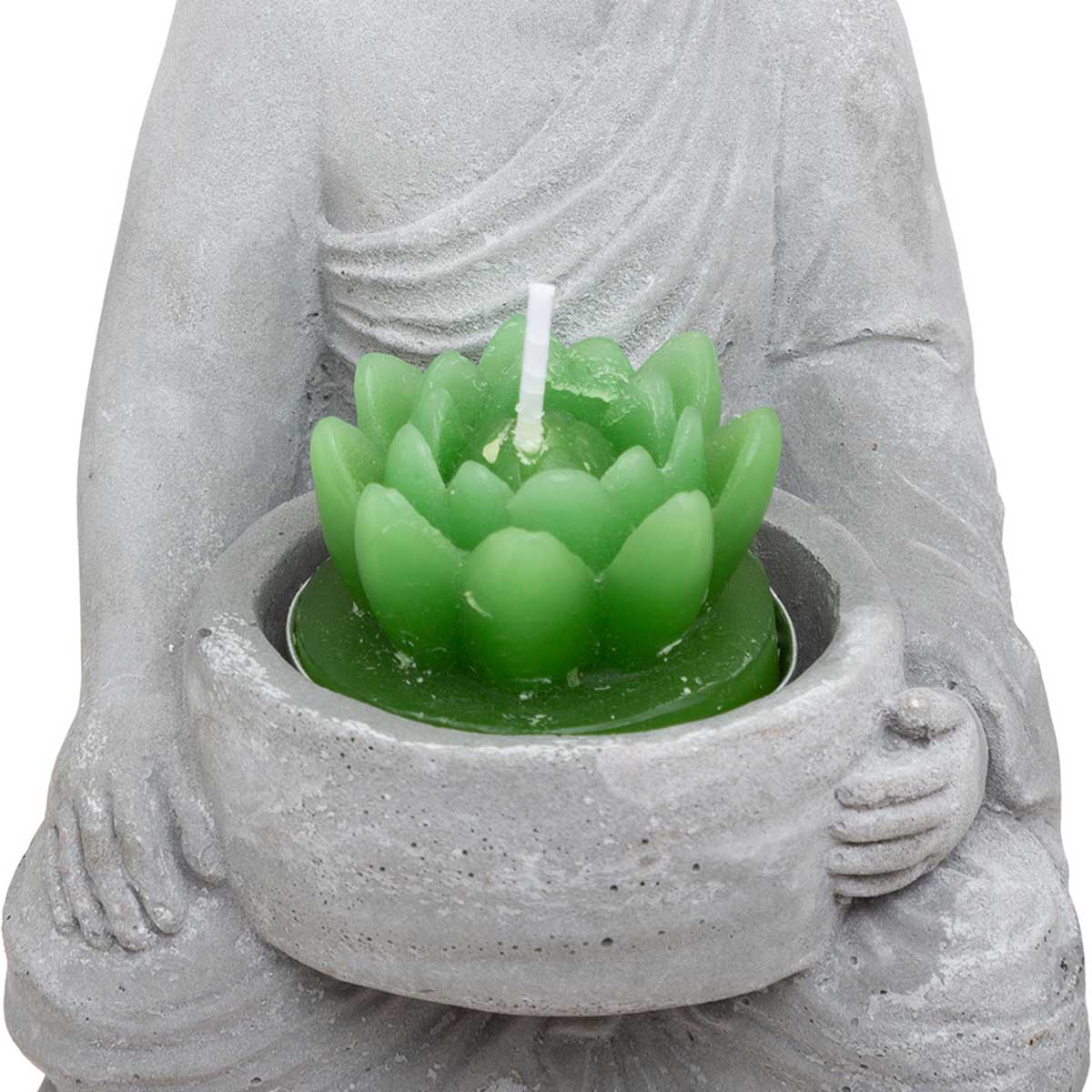 Casti&ccedil;al buda em cimento com vela