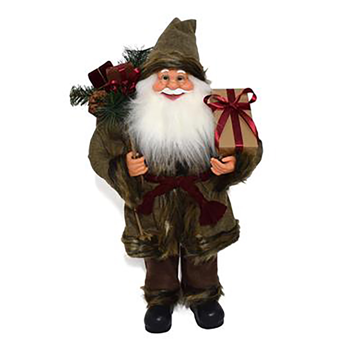 Pai natal fato verde com presentes 60cm