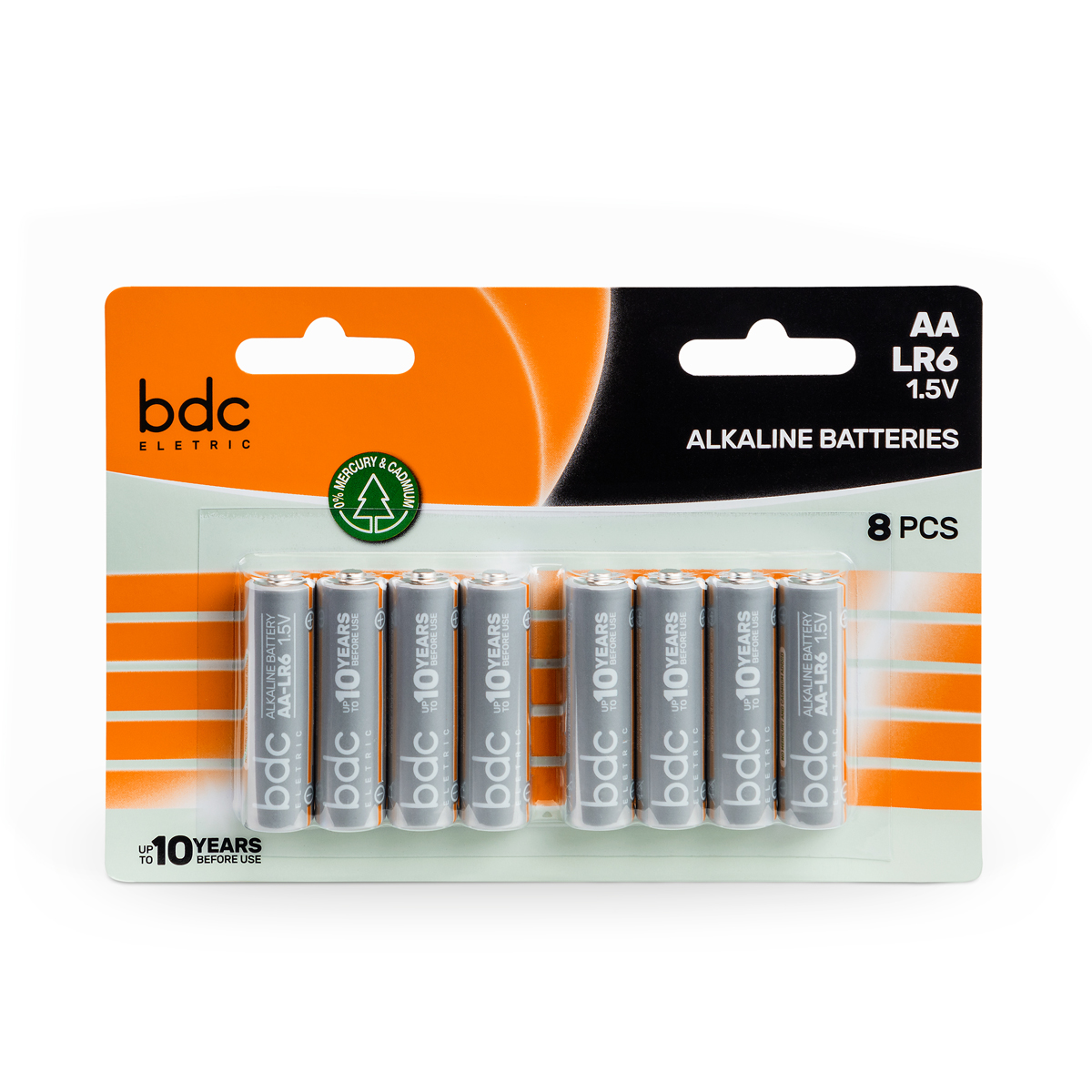 Conjunto de 8 pilhas alcalina bdc aa lr06,  Conjunto de 8 pilhas alcalina bdc aa lr06