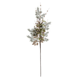 Haste decorativa com folhas e bagas douradas