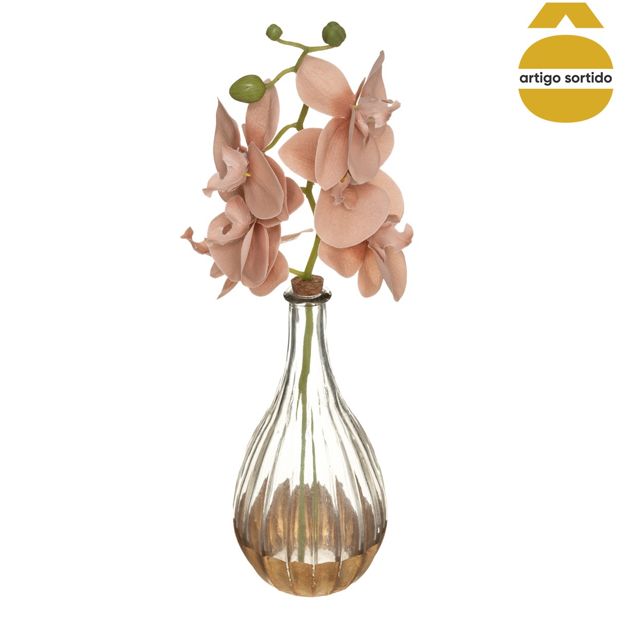 Jarra de vidro com haste orquídea EDI 40cm,  Jarra de vidro com haste orquídea EDI 40cm