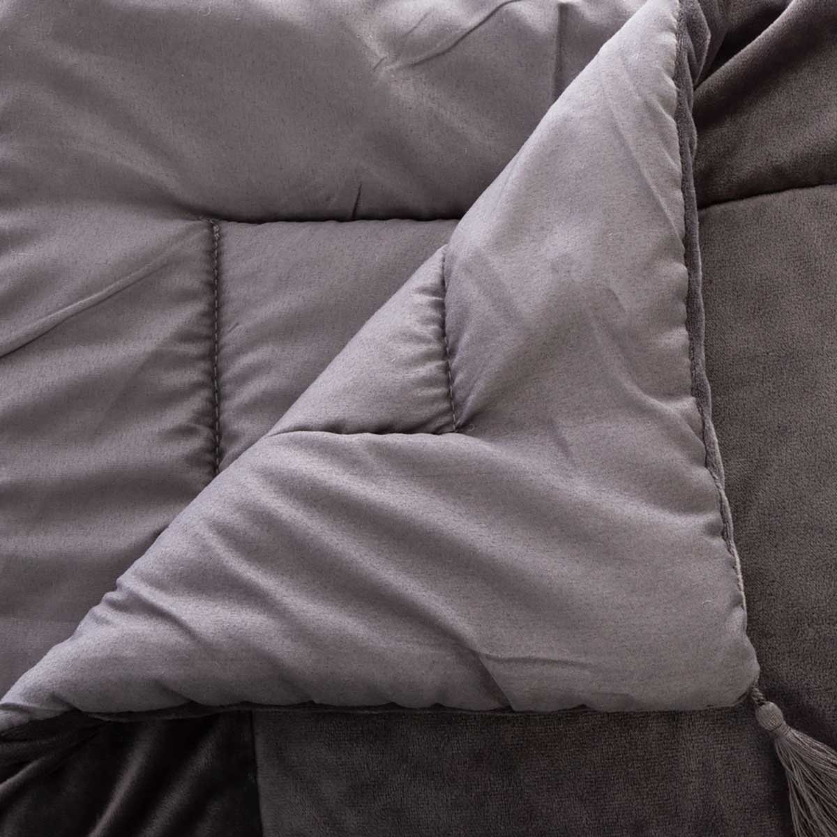 Edred&atilde;o fundo de cama cinza veludo 80x180cm