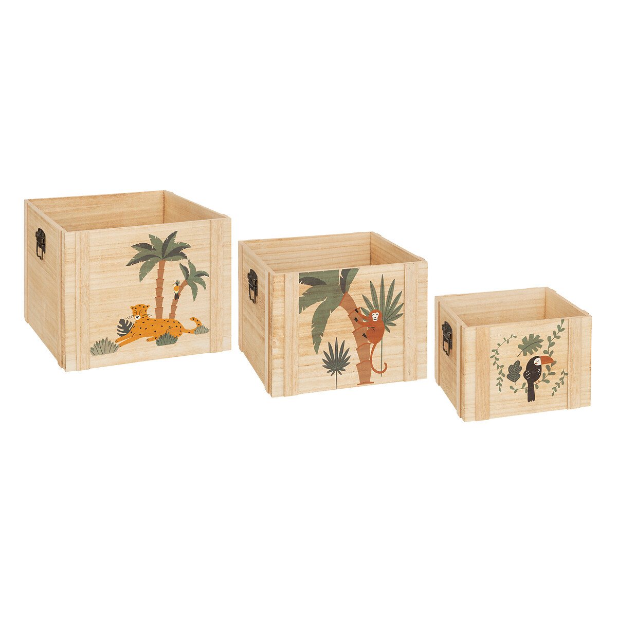 Caixa de arrumação JUNGLE bege em mdf 30x30cm