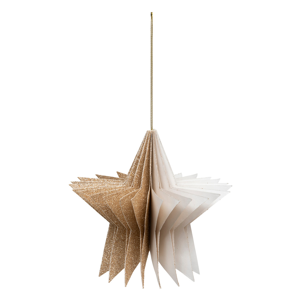 Pendurante de orig&acirc;mi em forma de estrela dourada 14cm